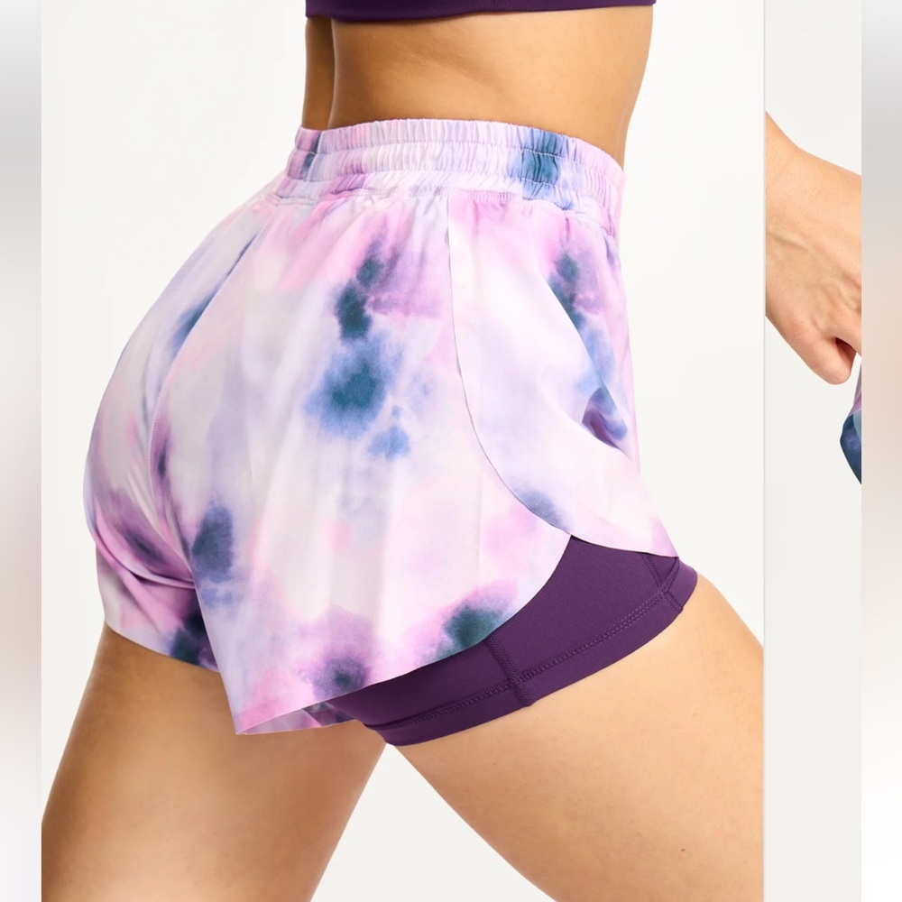 Women's Purple Tie-Dye Athletic gym Shorts Size L